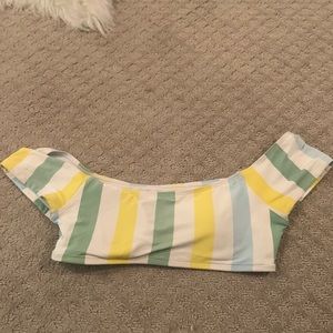 Off the shoulder striped bathing suit top